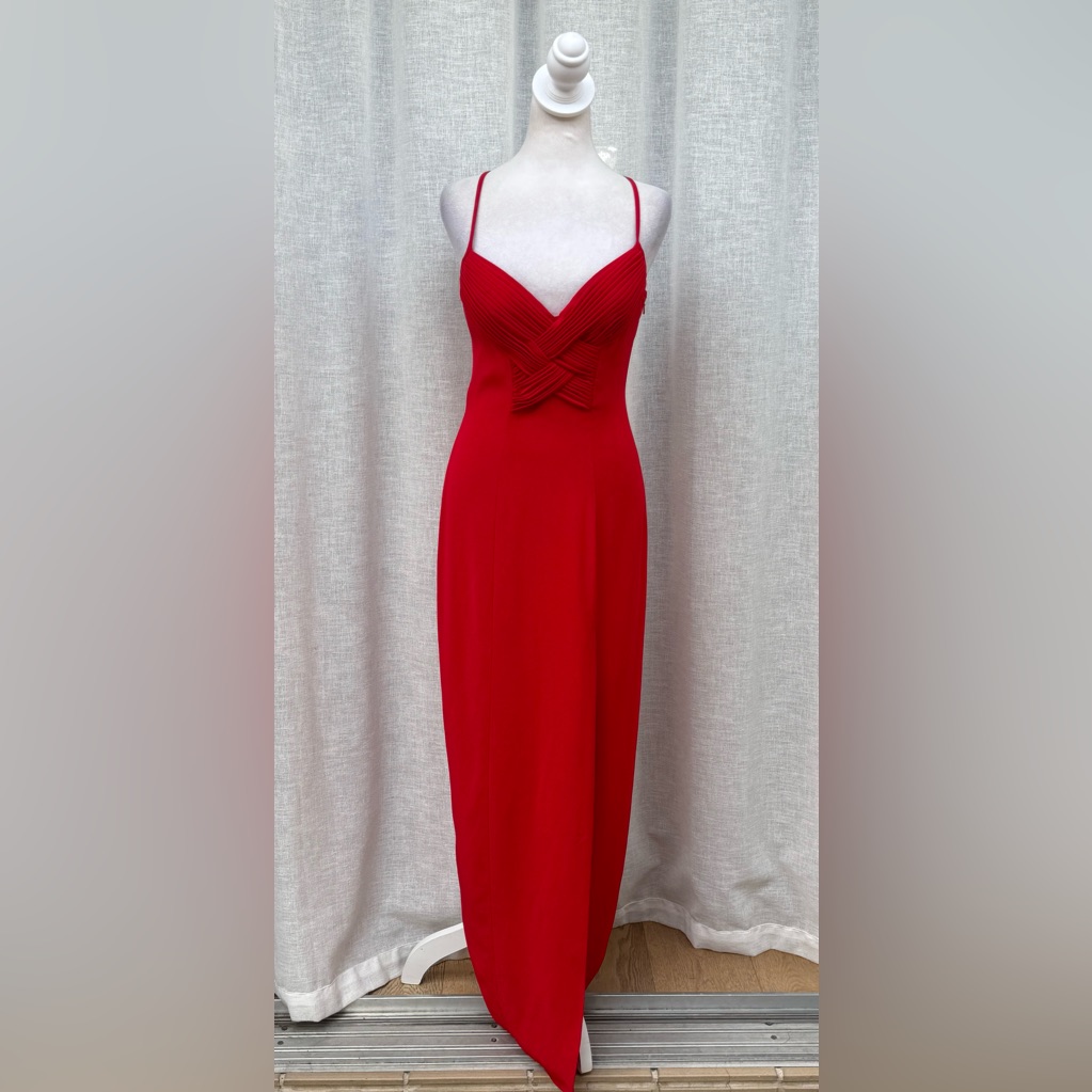Niteline Della Roufogalli Red Maxi Cross Open Back Gown Dress